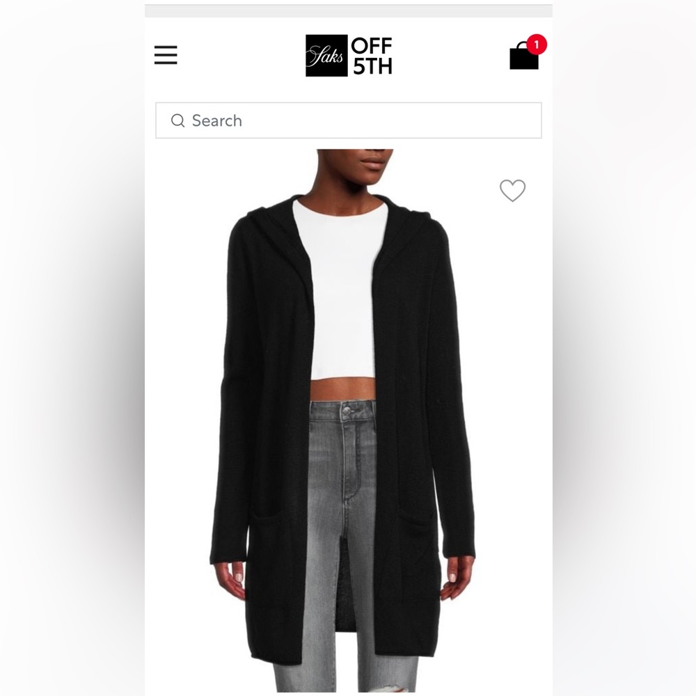 Saks 5th Avenue Hooded Cashmere Open Front Cardigan